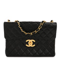 Lambskin Quilted XL Jumbo Single Flap Black