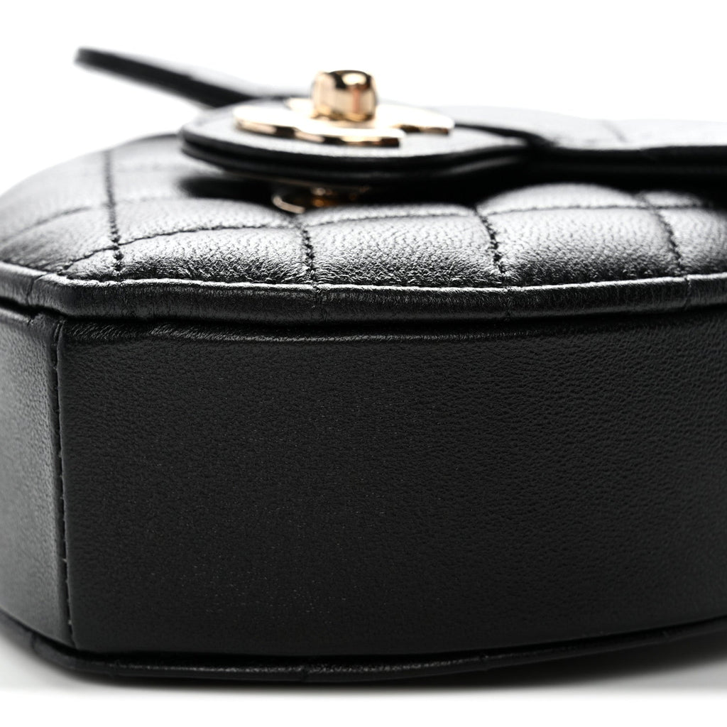 Lambskin Quilted CC In Love Heart Clutch With Chain Black