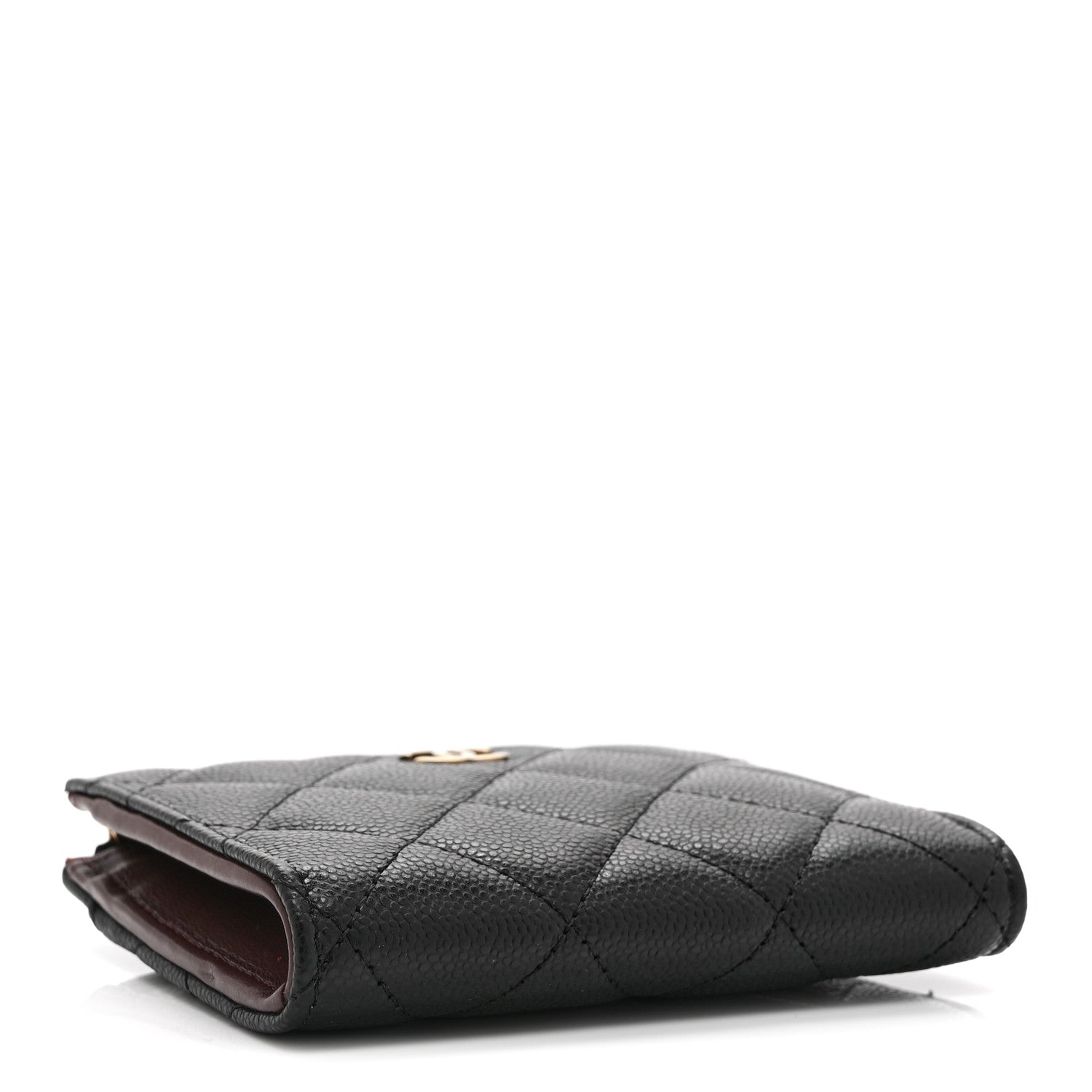 Caviar Quilted CC Zip Around  Holder Wallet Black