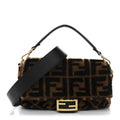 Shearling Vitello Dolce Macro FF 1974 Baguette Tobacco Black