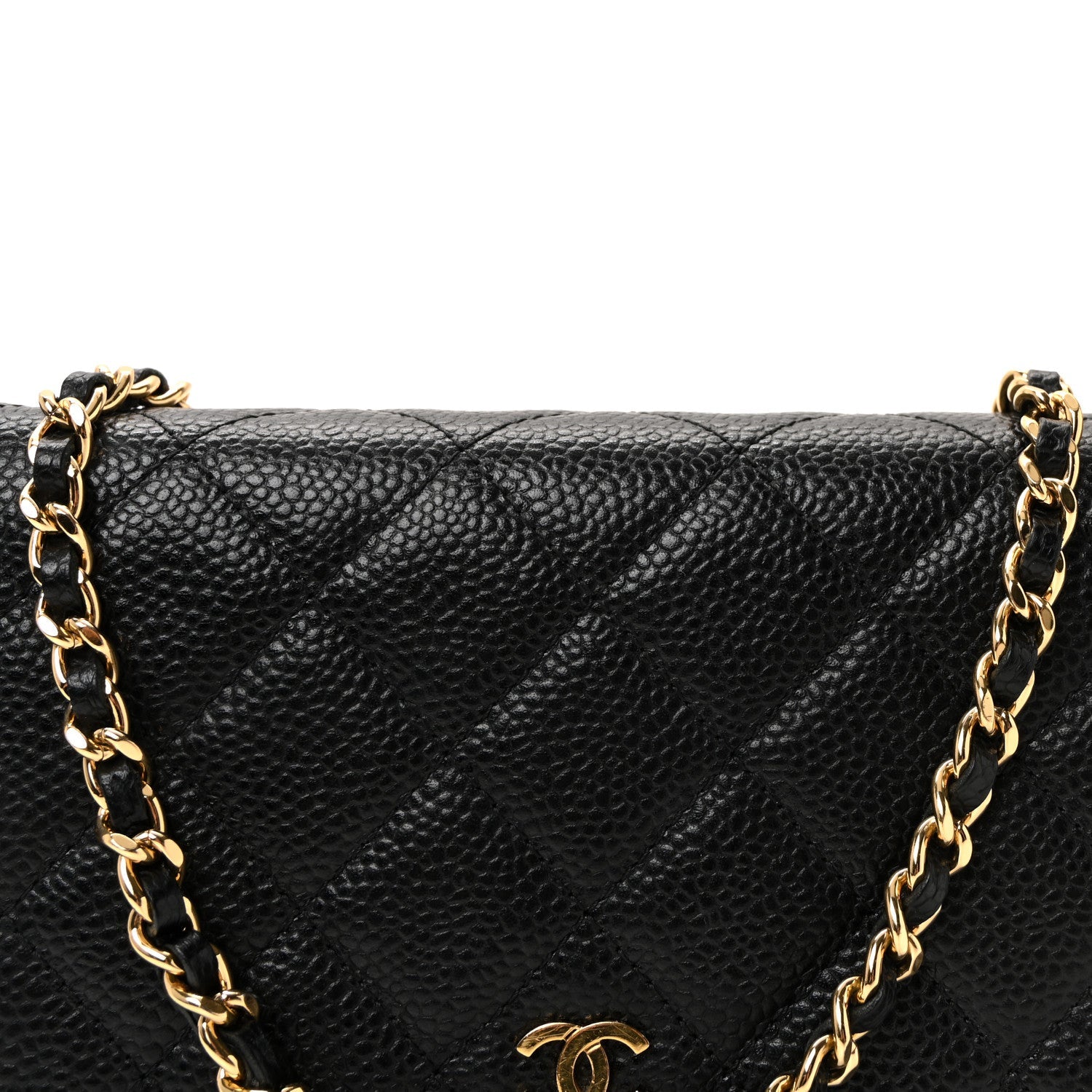 Caviar Quilted Wallet on Chain WOC Black