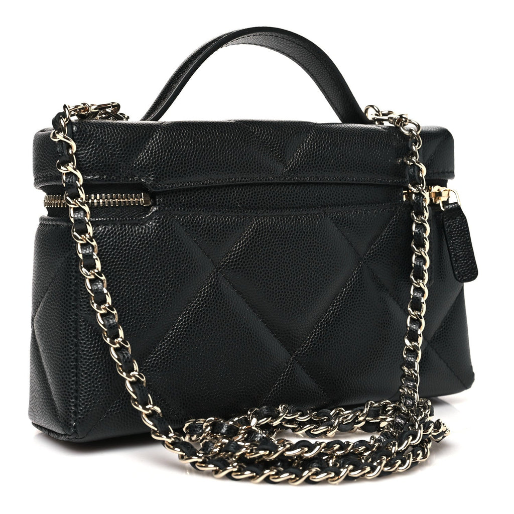 Caviar Quilted Top Handle Slim Vanity With Chain Black