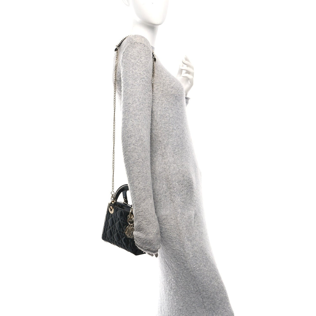 Patent Cannage Mini Lady Dior Black