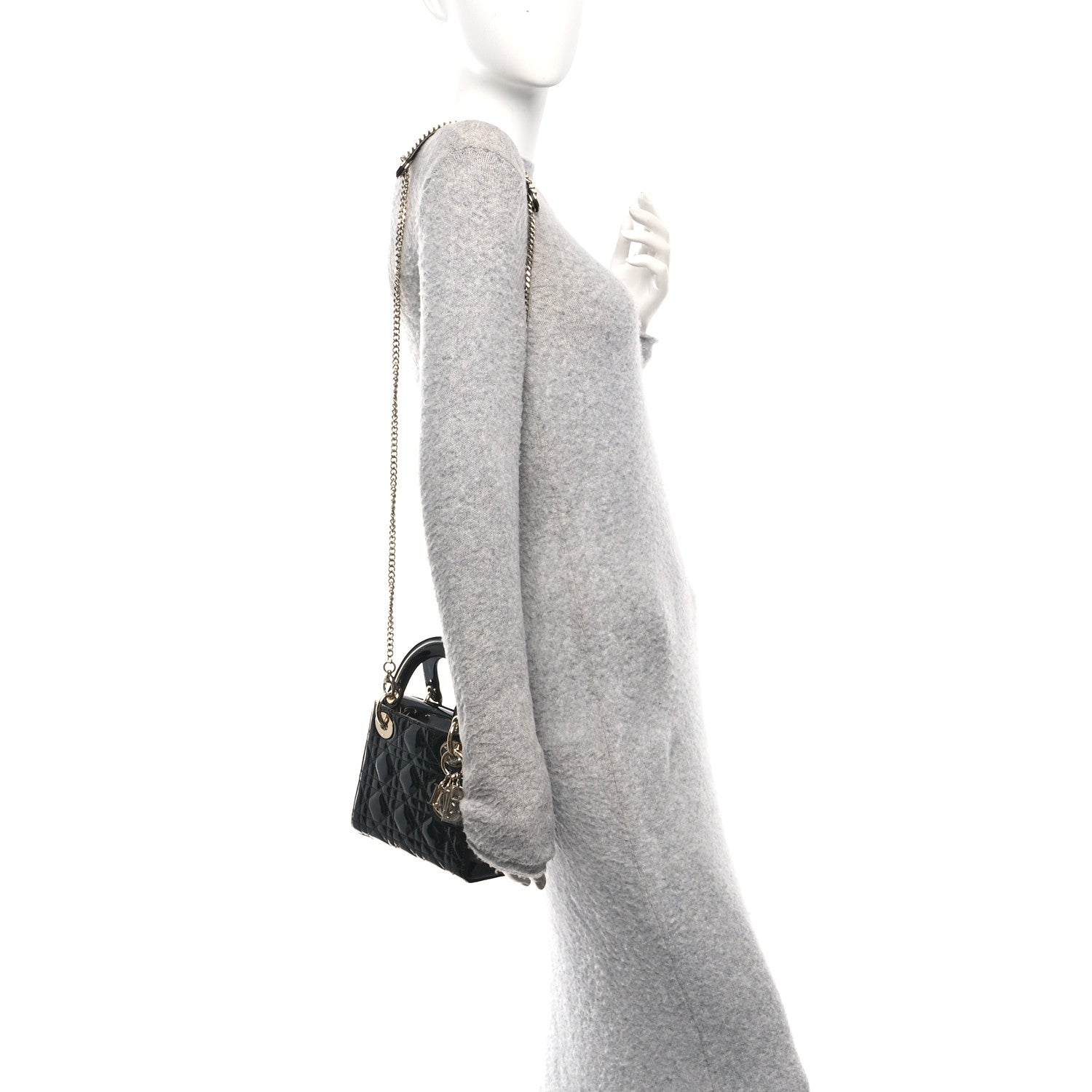Patent Cannage Mini Lady Dior Black