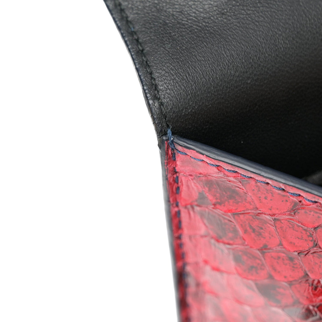 Calfskin Snakeskin Lucia Shoulder Bag Blue Red