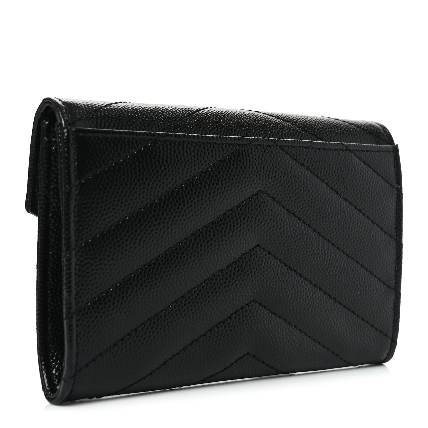 Grain De Poudre Matelasse Chevron Small Monogram Envelope Wallet Black