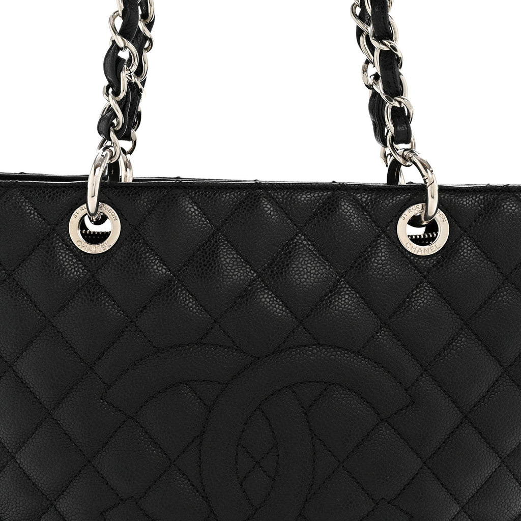 Caviar Quilted Grand Shopping Tote GST Black