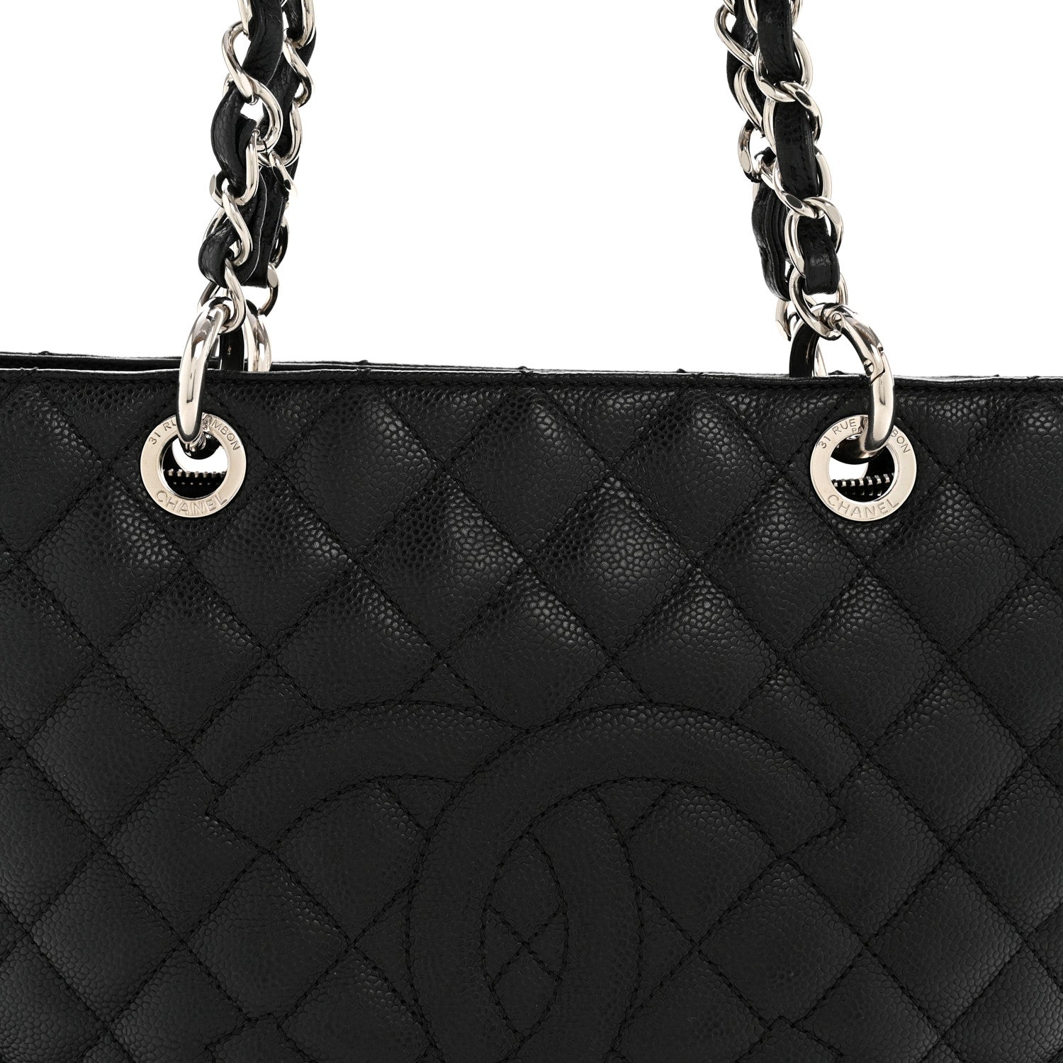 Caviar Quilted Grand Shopping Tote GST Black