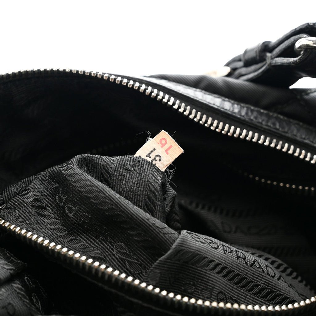 Tessuto Nylon Quilted Shoulder Bag Black