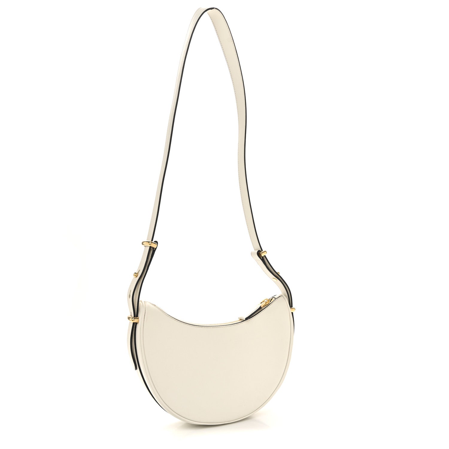 Soft Calfskin Arque Shoulder Bag White