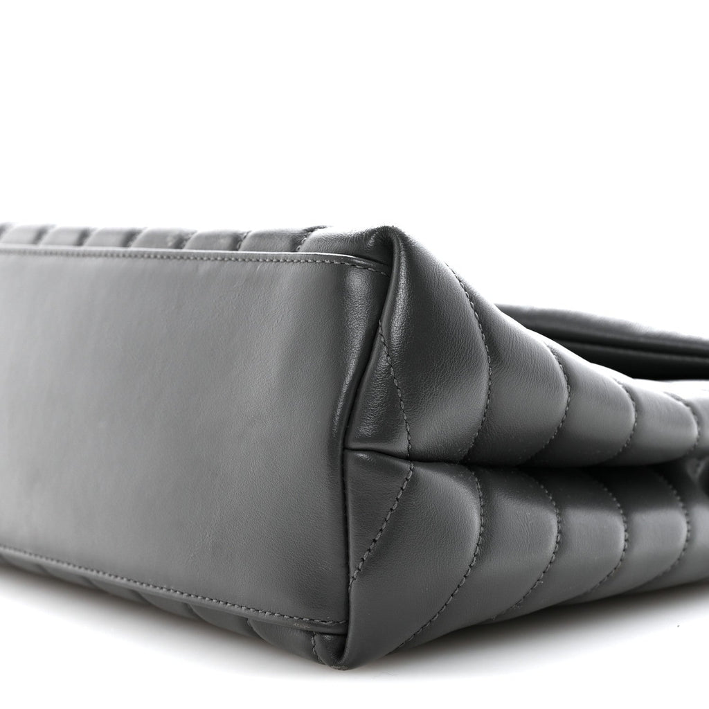 Calfskin Y Quilted Monogram Medium Loulou Chain Satchel Storm