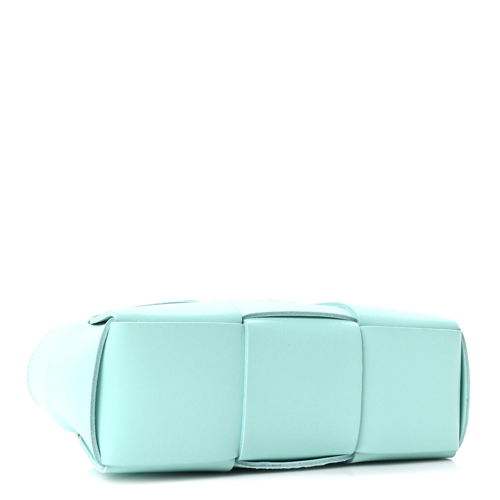 Grained Calfskin Maxi Intrecciato Small Arco Tote Pale Blue