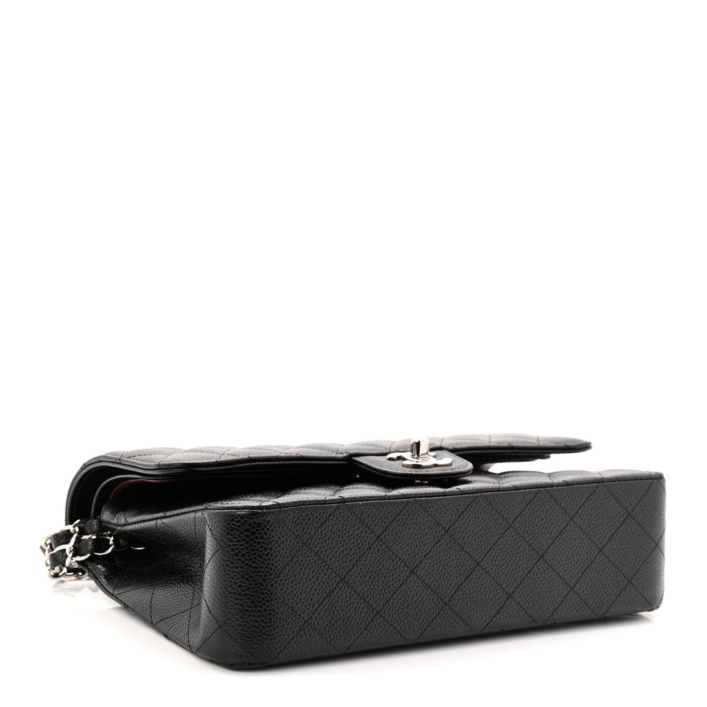 Caviar Quilted Medium Double Flap Black
