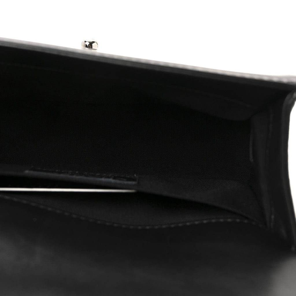 Patent Calfskin Quilted Small Boy Flap Black