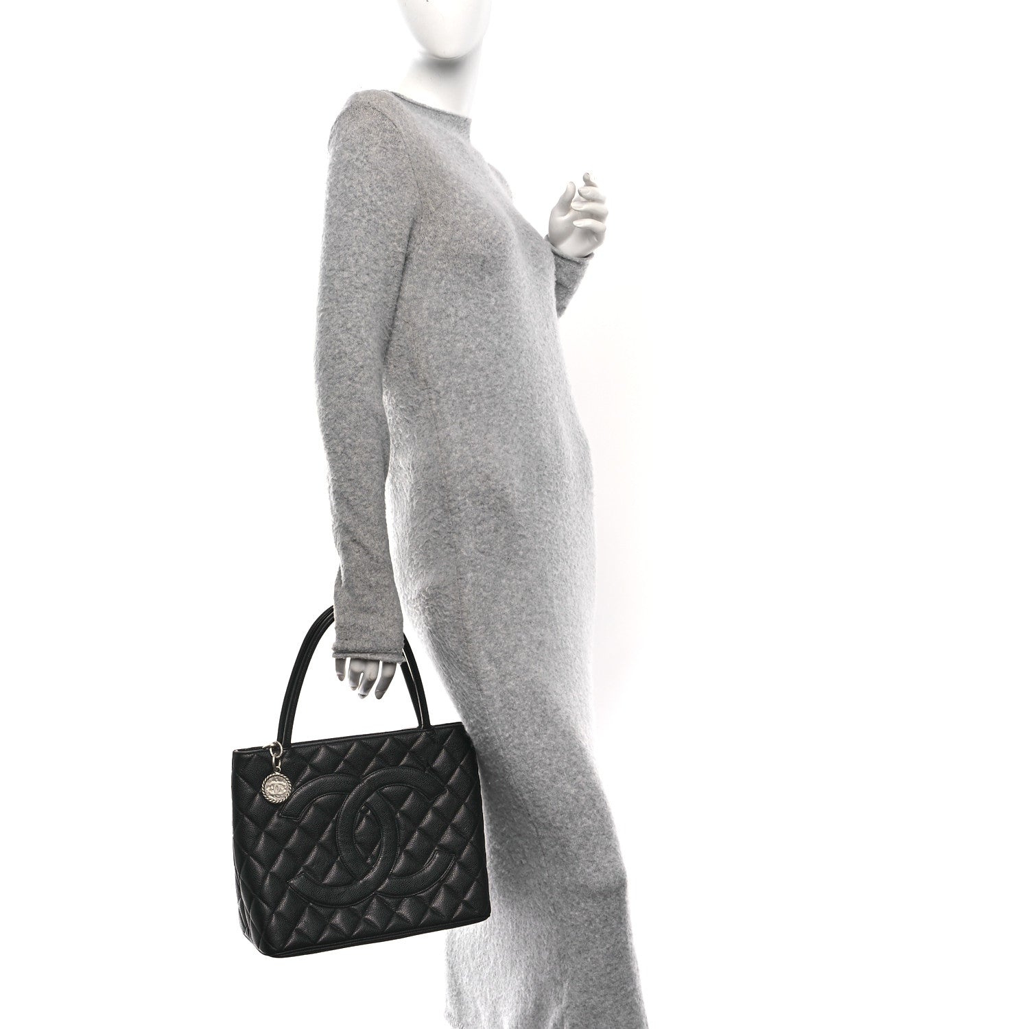 Caviar Quilted Medallion Tote Black