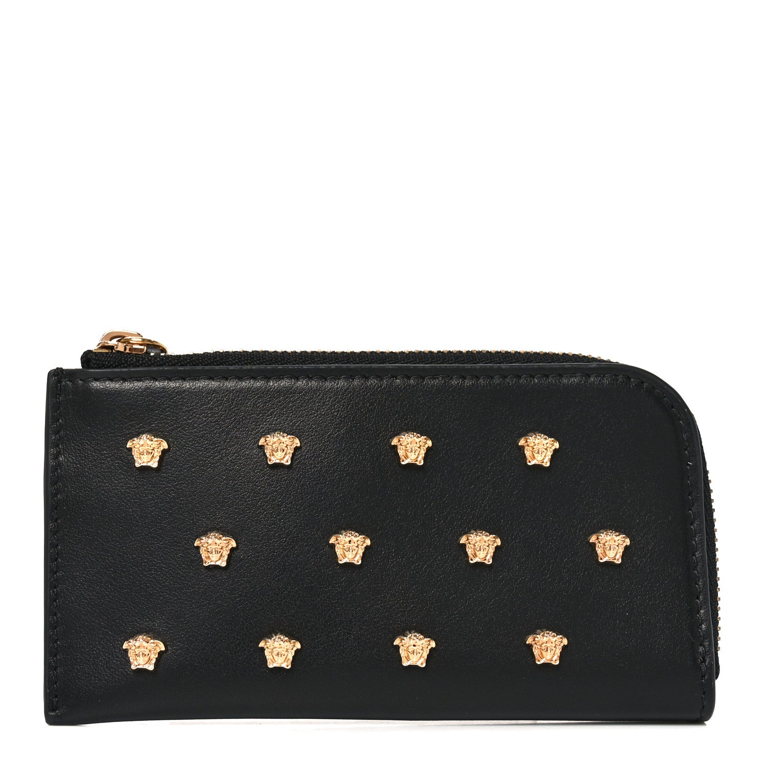 Nappa La Medusa Studded Zip Pouch  Holder Black