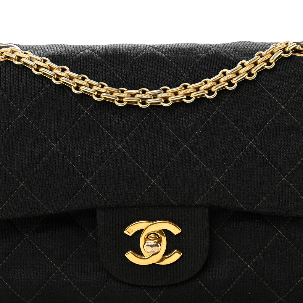 Jersey Quilted Small Double Flap Black