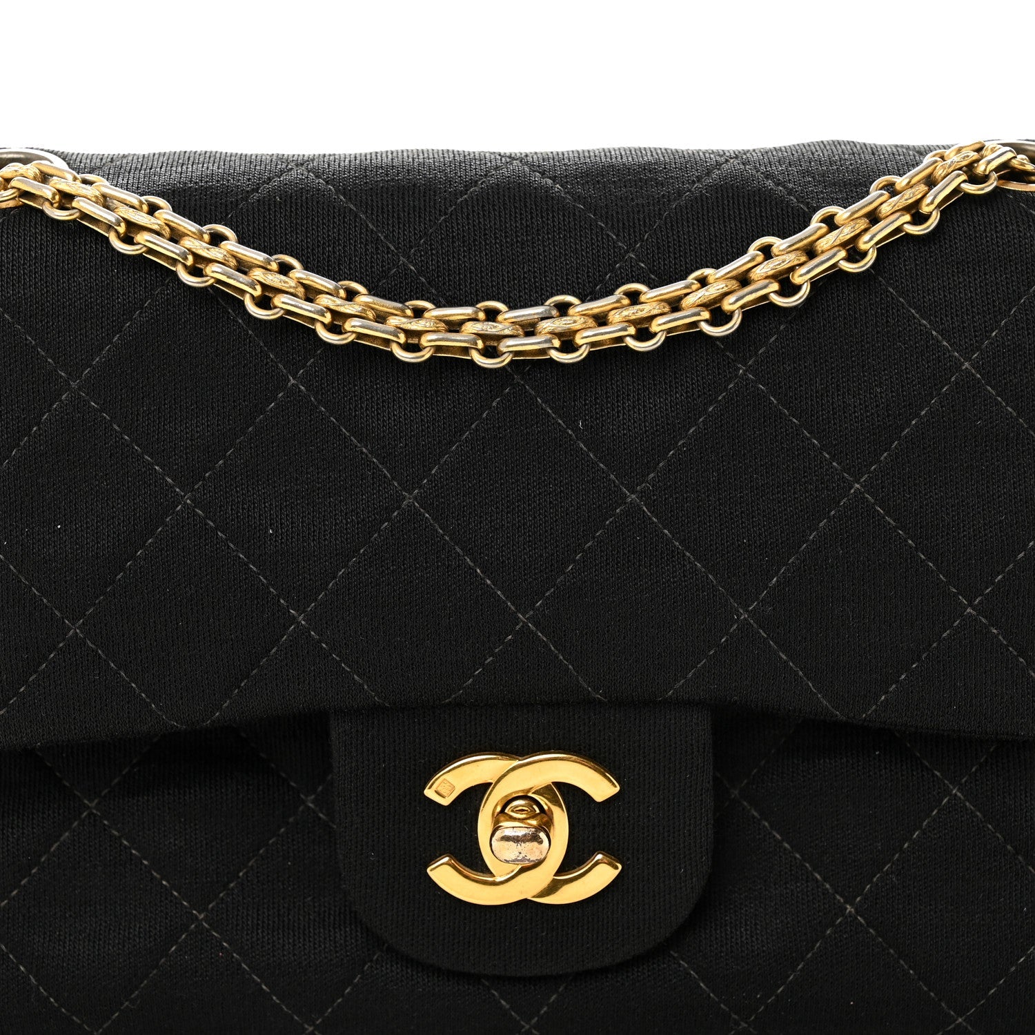 Jersey Quilted Small Double Flap Black