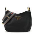 Vitello Phenix Zippered Messenger Hobo Black