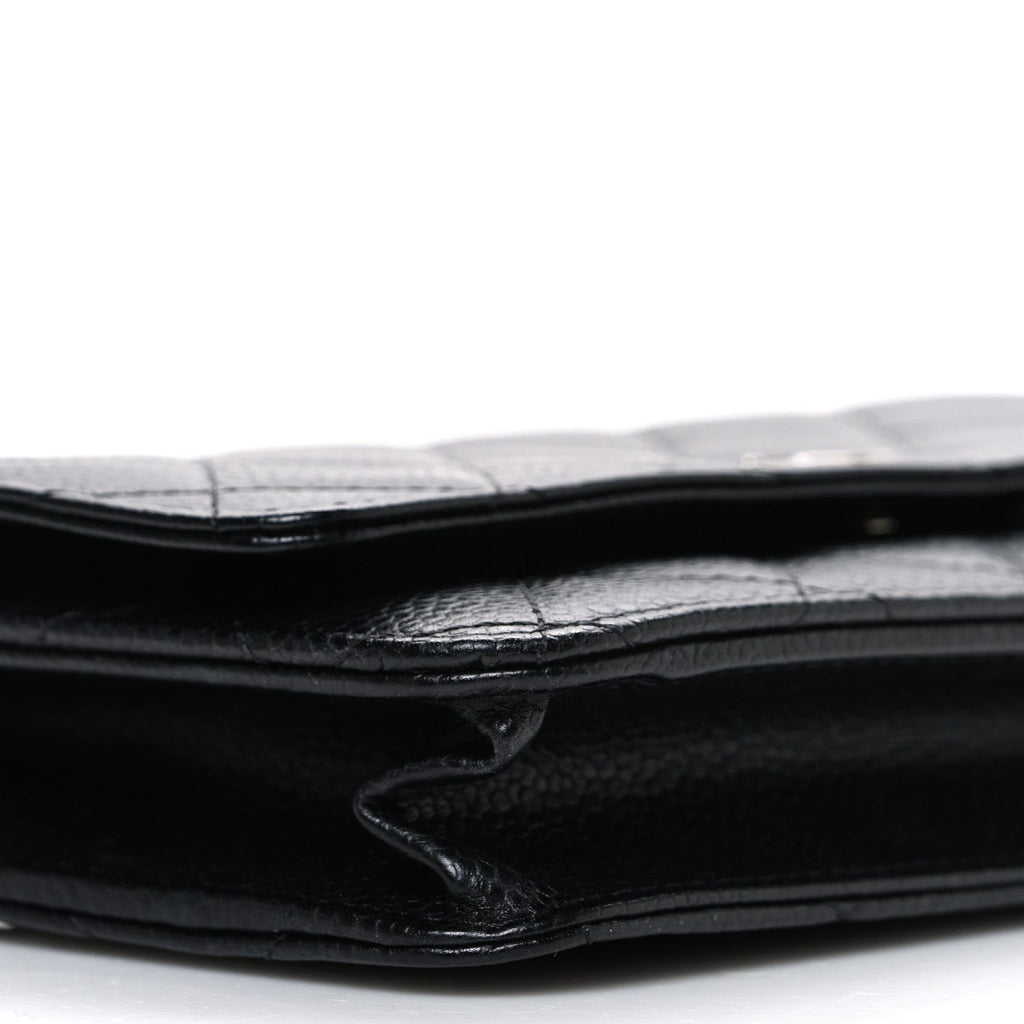Caviar Quilted Wallet on Chain WOC Black