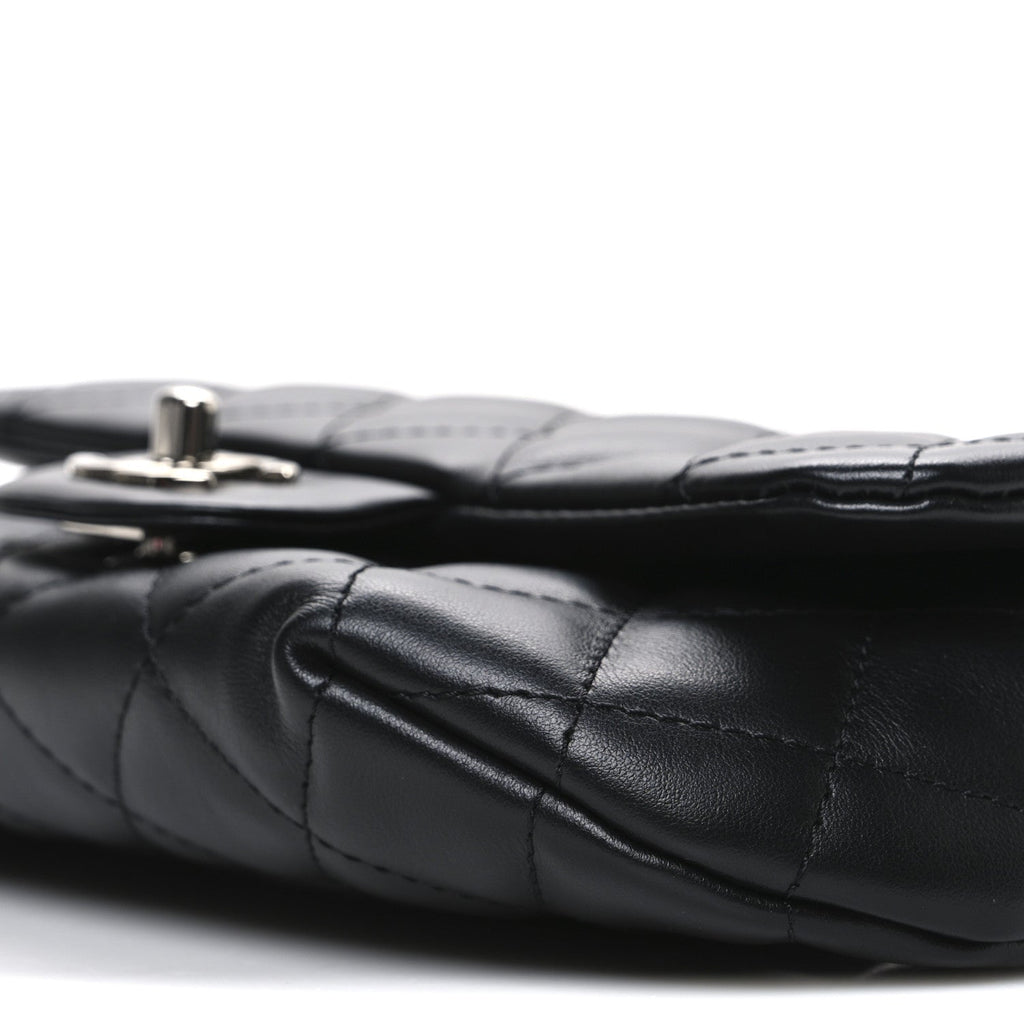 Calfskin Quilted CC Uniform Flap Belt Bag Black