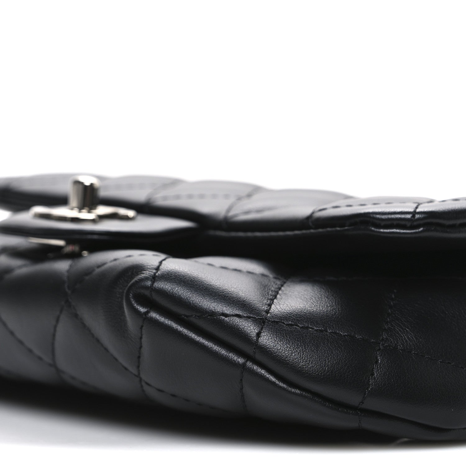 Calfskin Quilted CC Uniform Flap Belt Bag Black