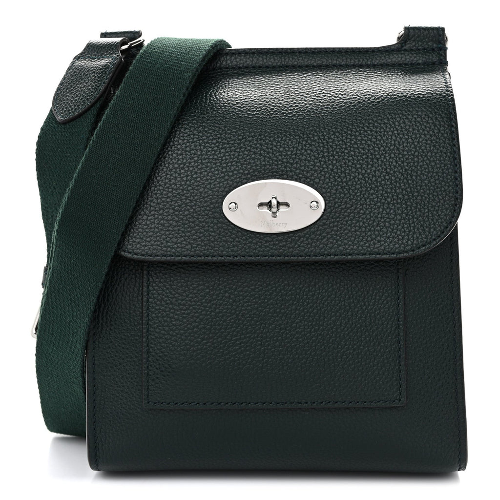 Small Classic Grain Calfskin New Antony Messenger Crossbody Mulberry Green