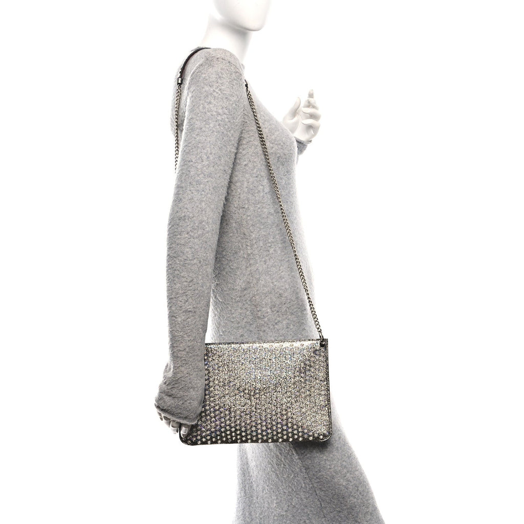 Nappa Mica Studded Loubiclutch Silver