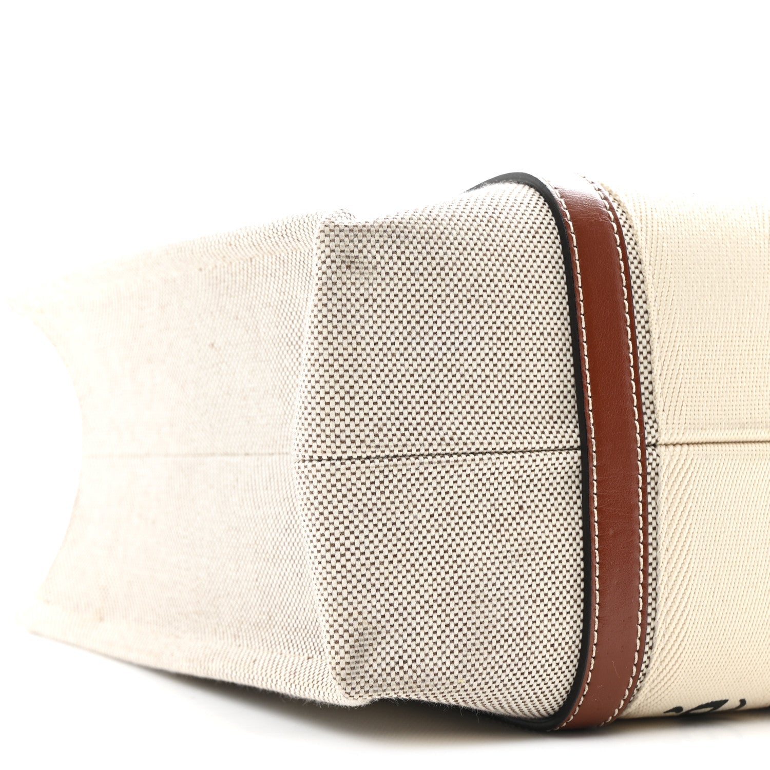 Cotton Calfskin Medium Woody Ribbon Tote White Brown
