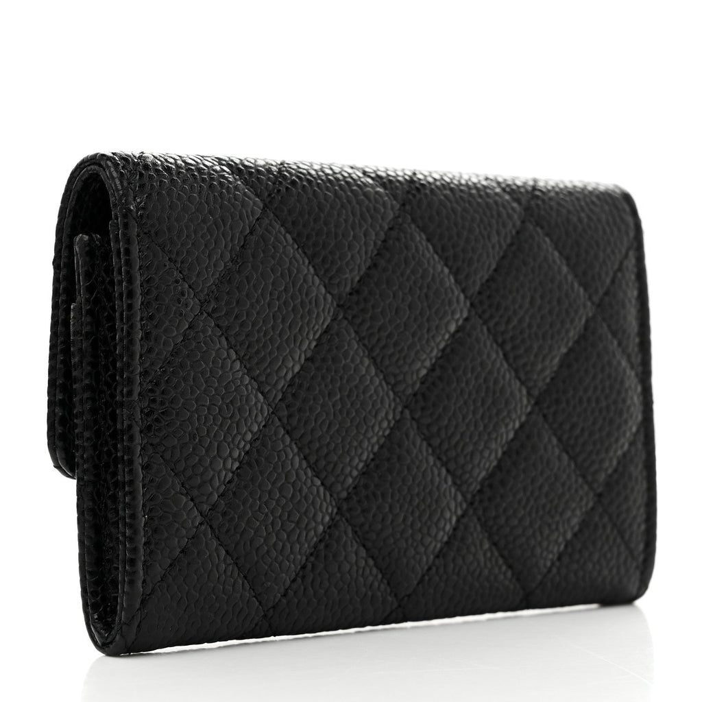 Caviar Quilted Flap  Holder Black