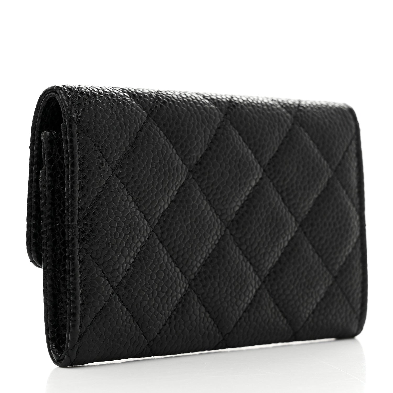 Caviar Quilted Flap  Holder Black