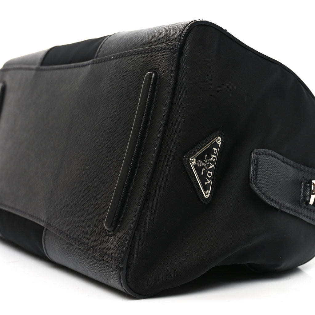 Nylon Saffiano Top Handle Bag Black