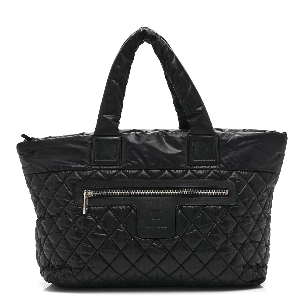 Nylon Quilted Large Coco Cocoon Tote Black
