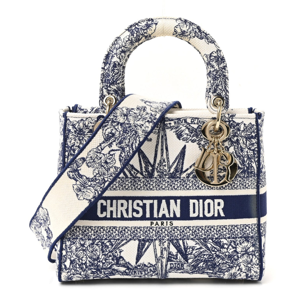 Canvas Reverse Embroidered Rêve d'Infini Medium Lady D-Lite Blue Multicolor