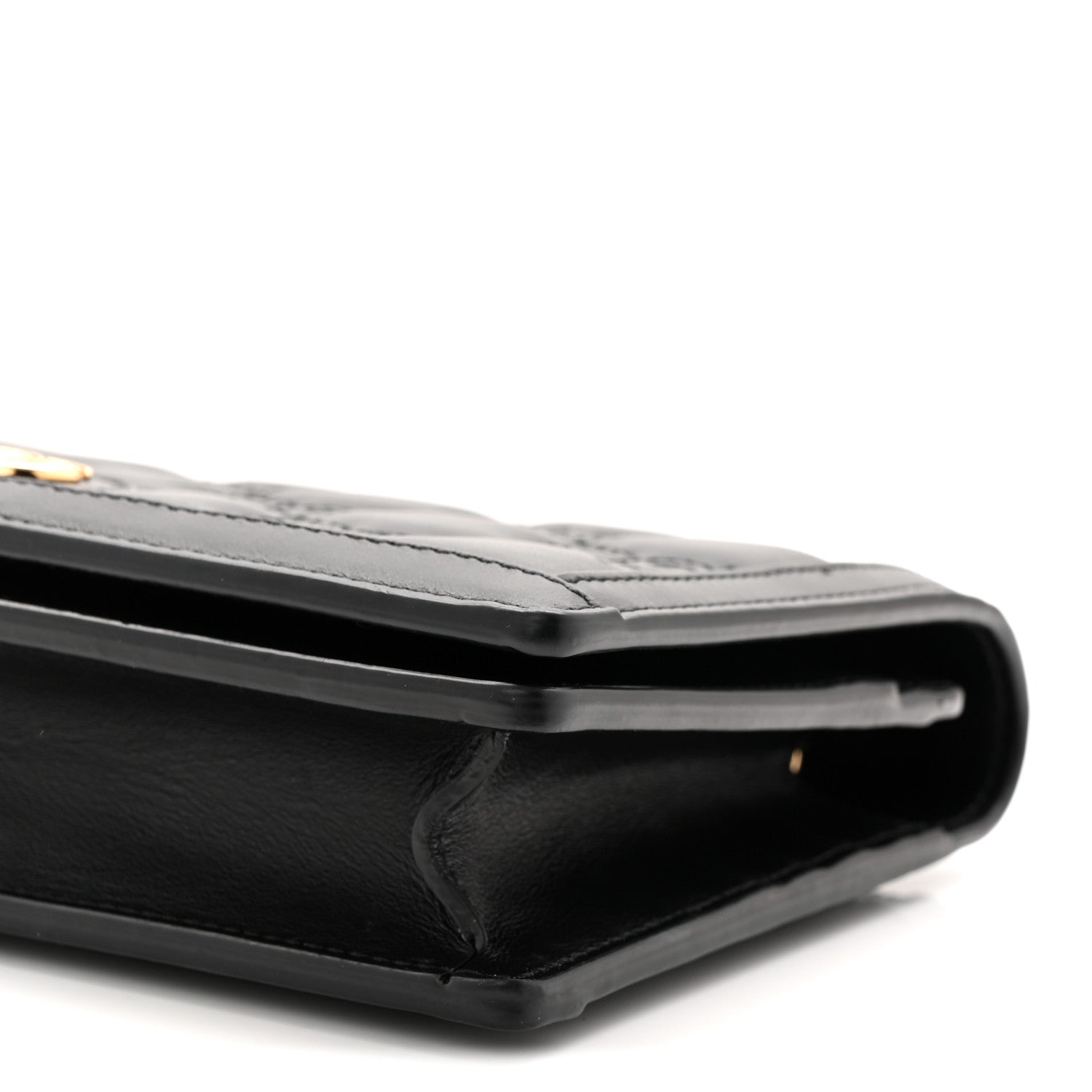 Calfskin GG Matelasse Chain Wallet Black