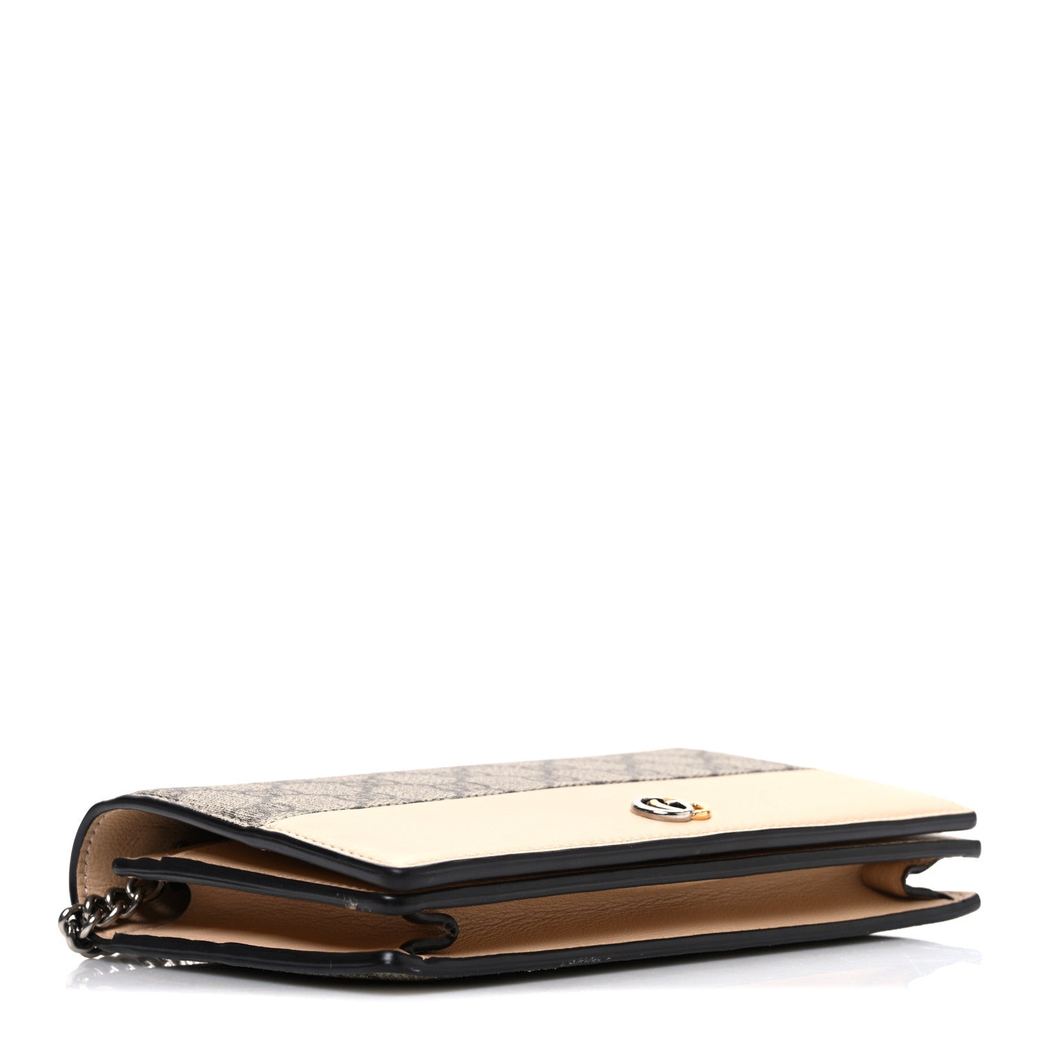 GG Supreme Monogram Bi-Color Mini GG Marmont Chain Wallet Souffle Rose Beige Ebony