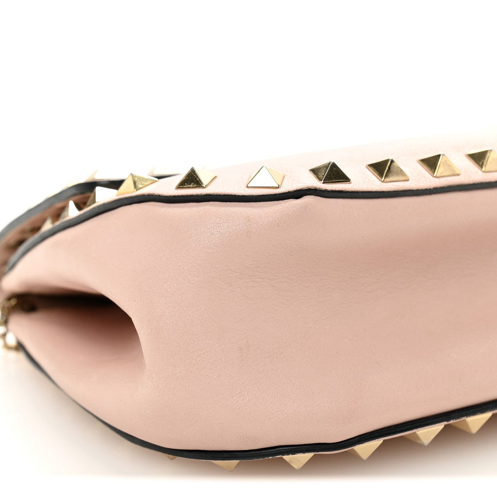 Calfskin Rockstud Crossbody Saddle Bag Water Rose