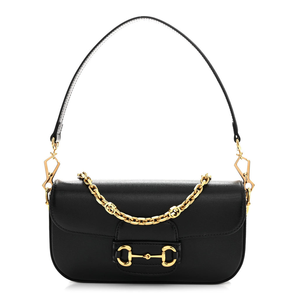 Azalea Calfskin Small Horsebit 1955 Chain Shoulder Bag Black