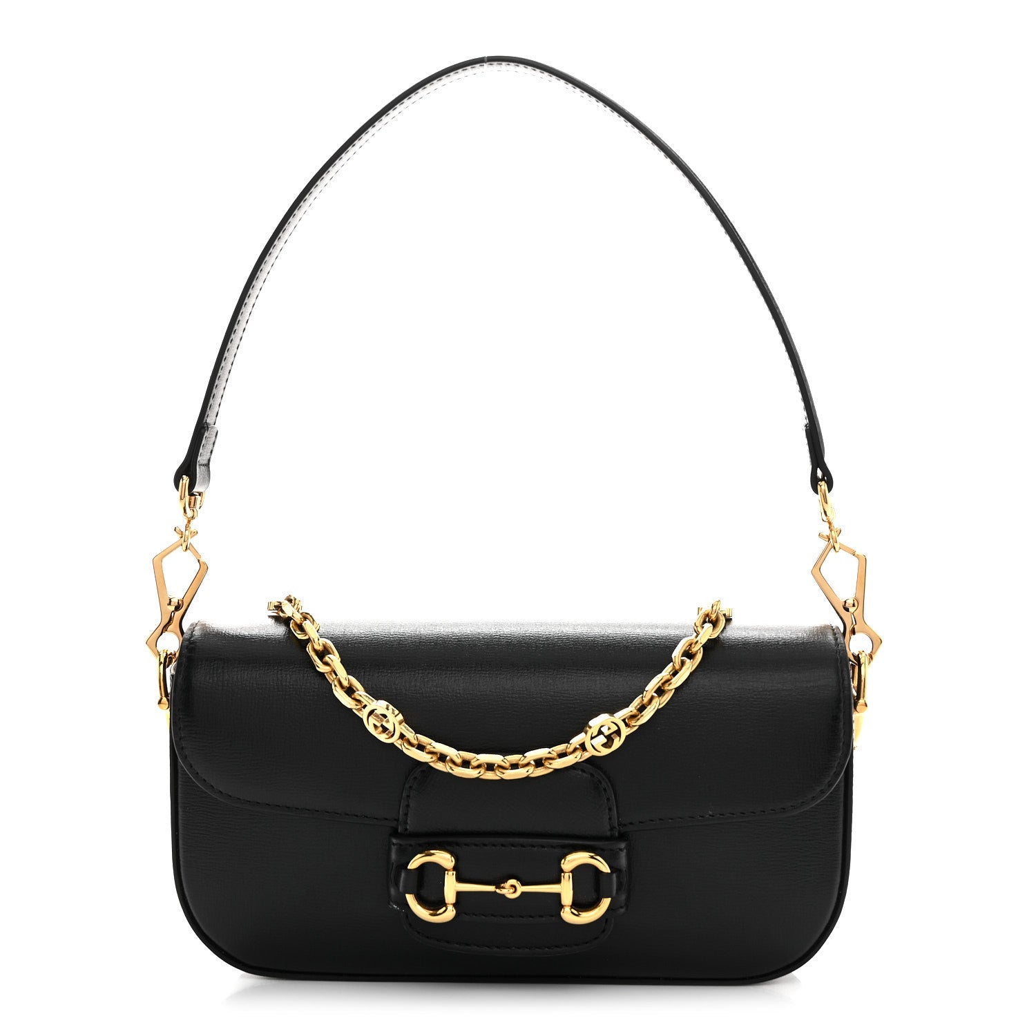 Azalea Calfskin Small Horsebit 1955 Chain Shoulder Bag Black