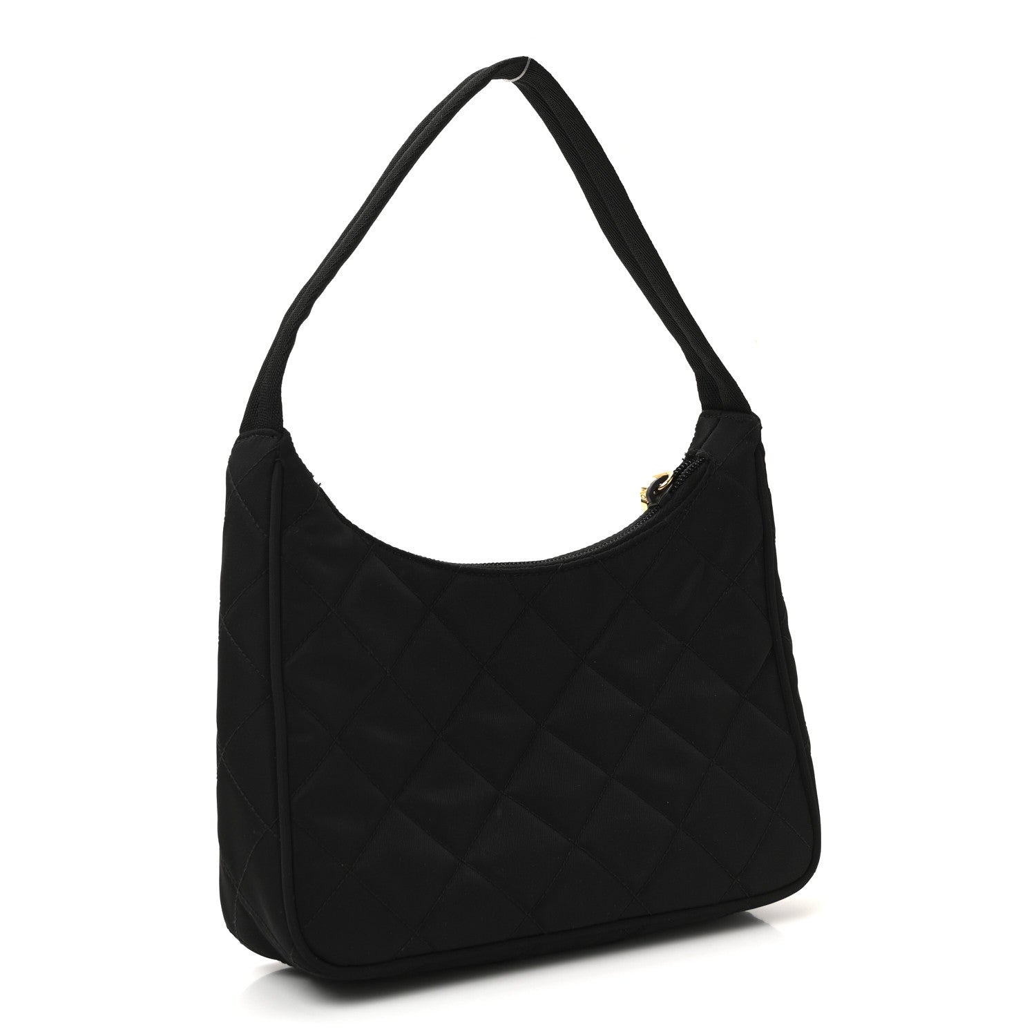 Tessuto Nylon Stitched Shoulder Bag Black