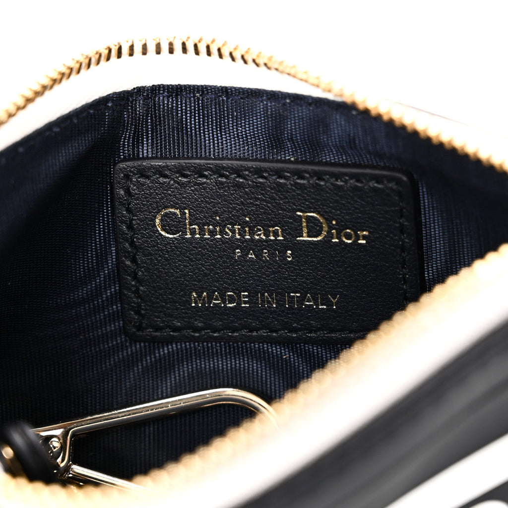 Calfskin Vibe Zip Key Wallet Blue White