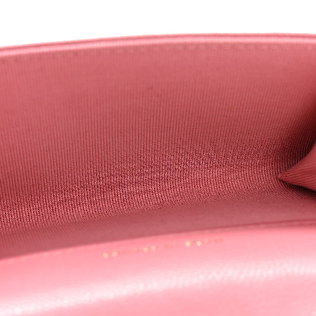Caviar Quilted Flap  Holder Wallet Pink