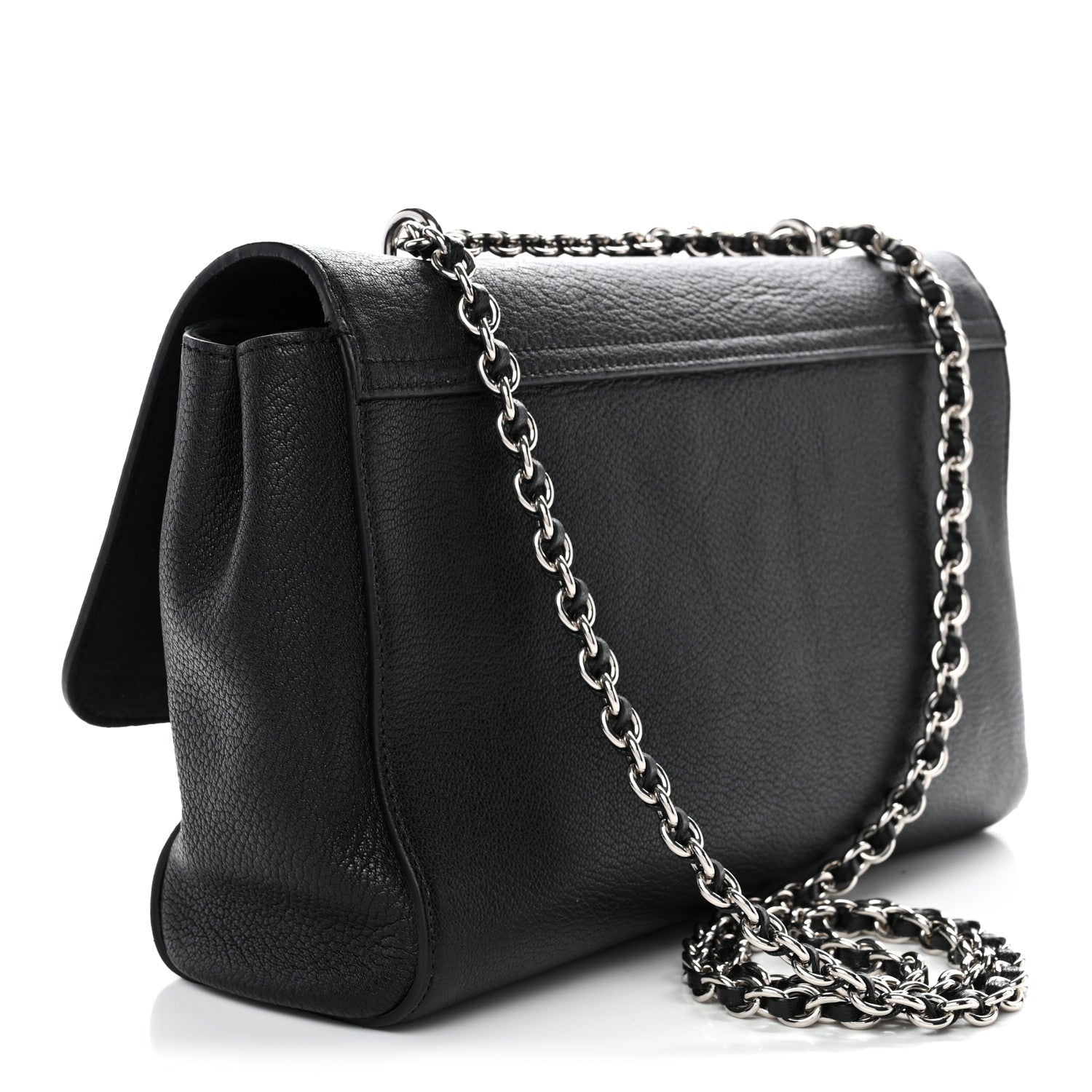 Small Classic Grain Calfskin Medium Lily Black
