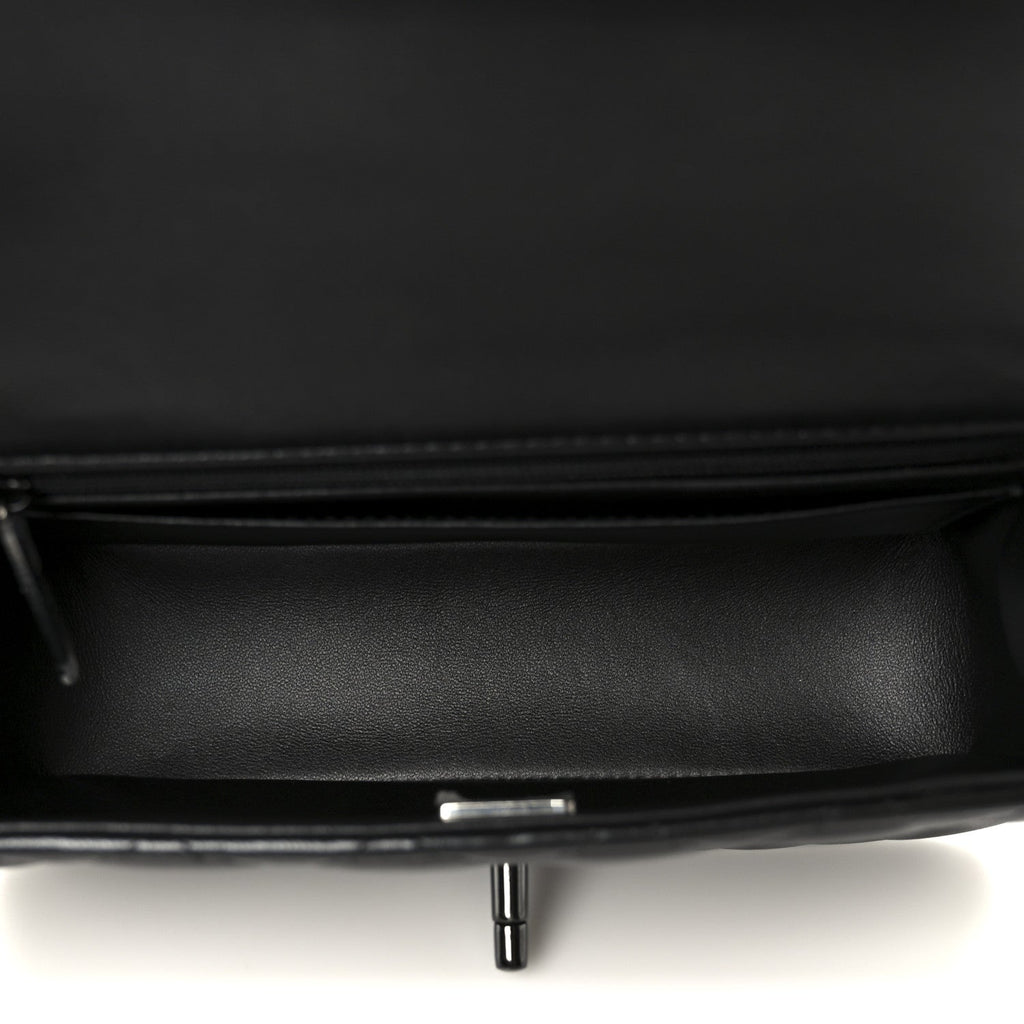 Lambskin Quilted Mini Top Handle Rectangular Flap So Black
