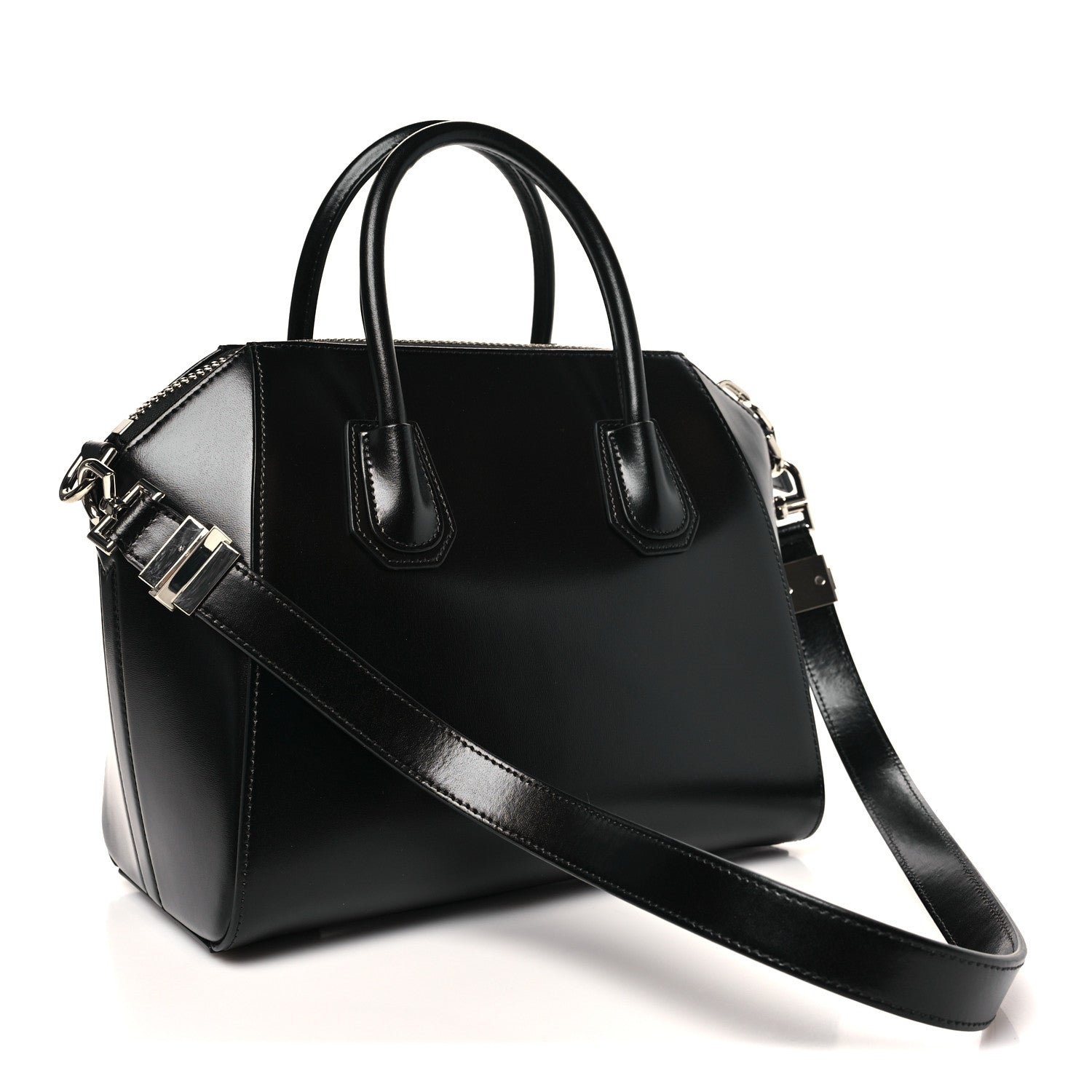 Shiny Lord Calfskin Small Antigona Black