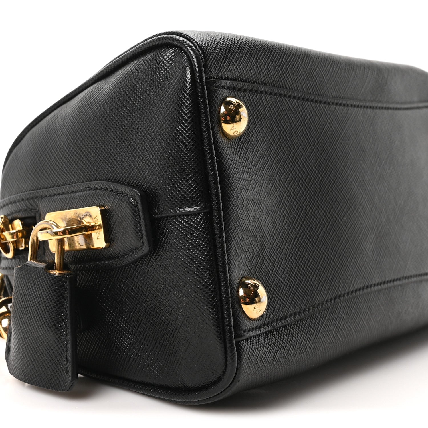 Saffiano Lux Mini Boston Crossbody Bag Black