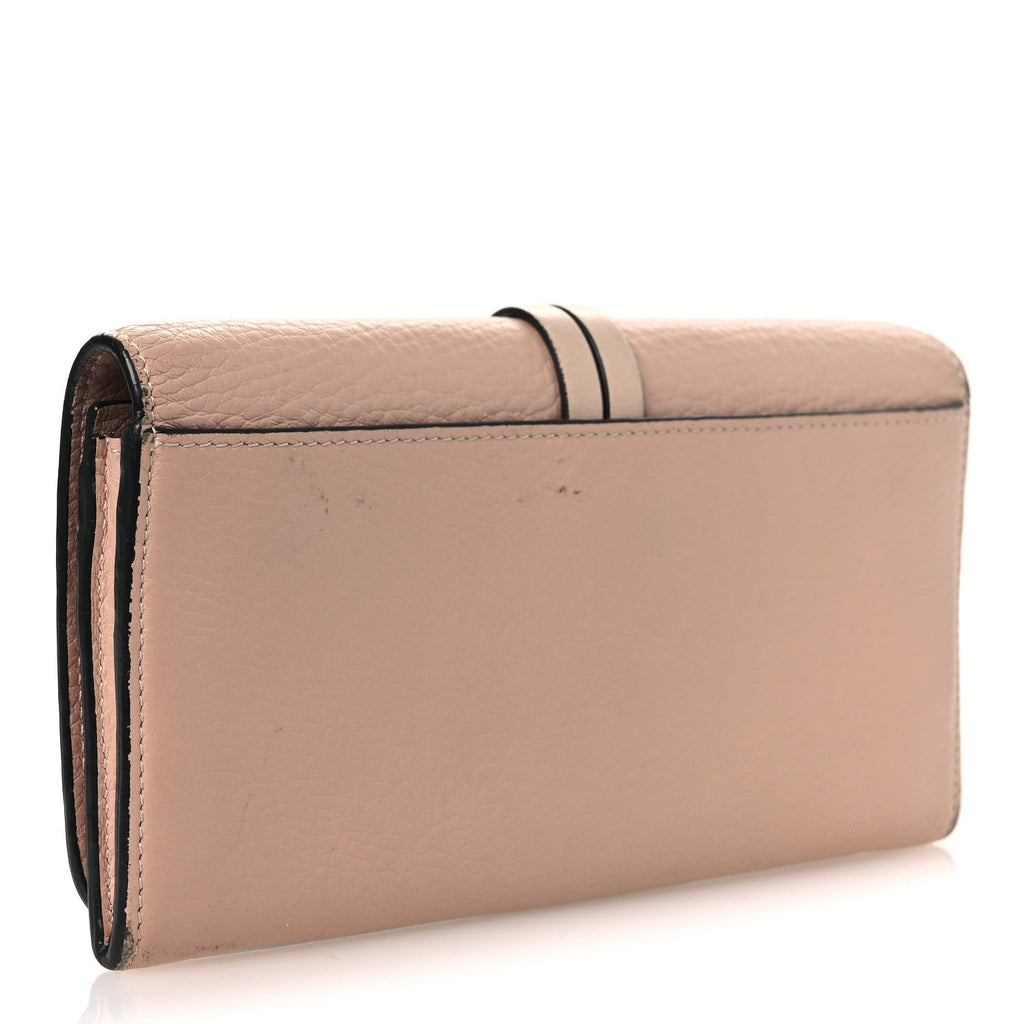 Calfskin Alphabet Long Wallet Blush Nude