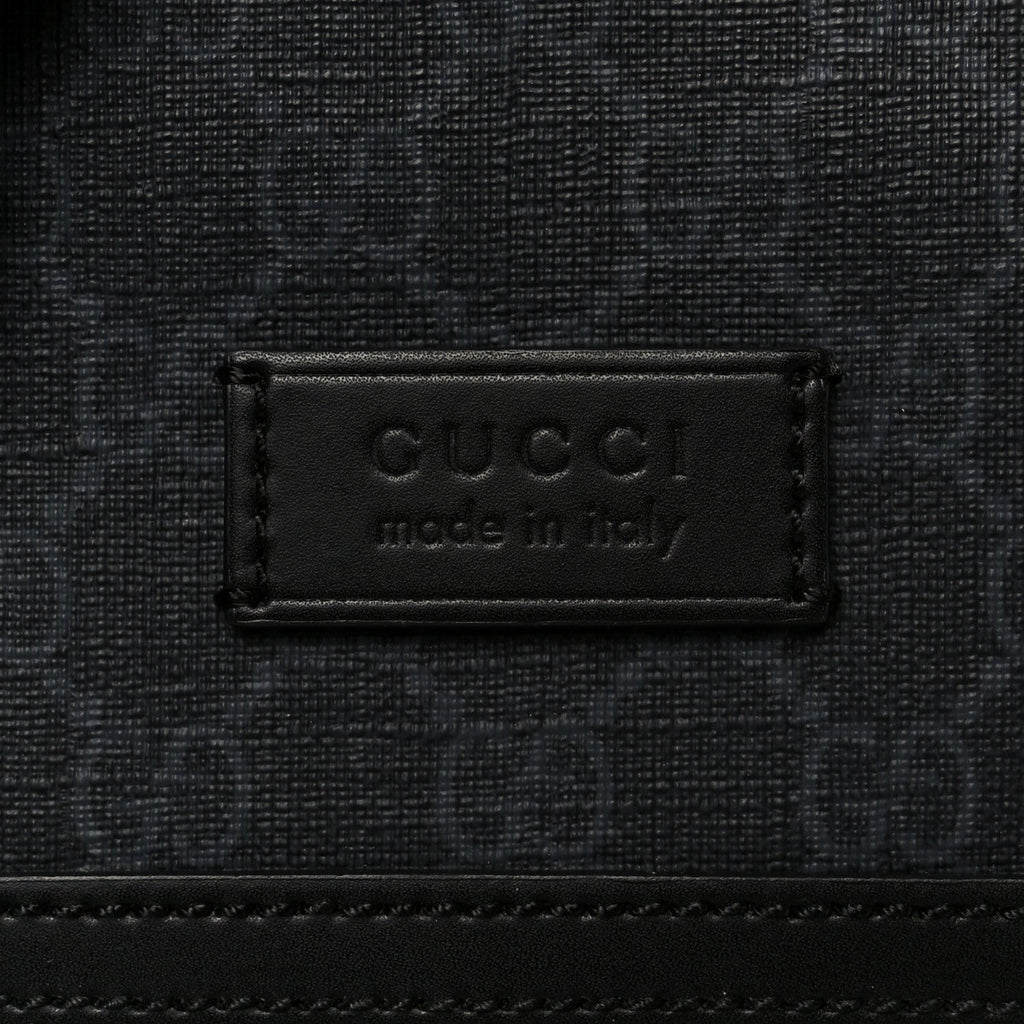 GG Supreme Monogram Appia Calfskin Web Flat Messenger Bag Black Grey