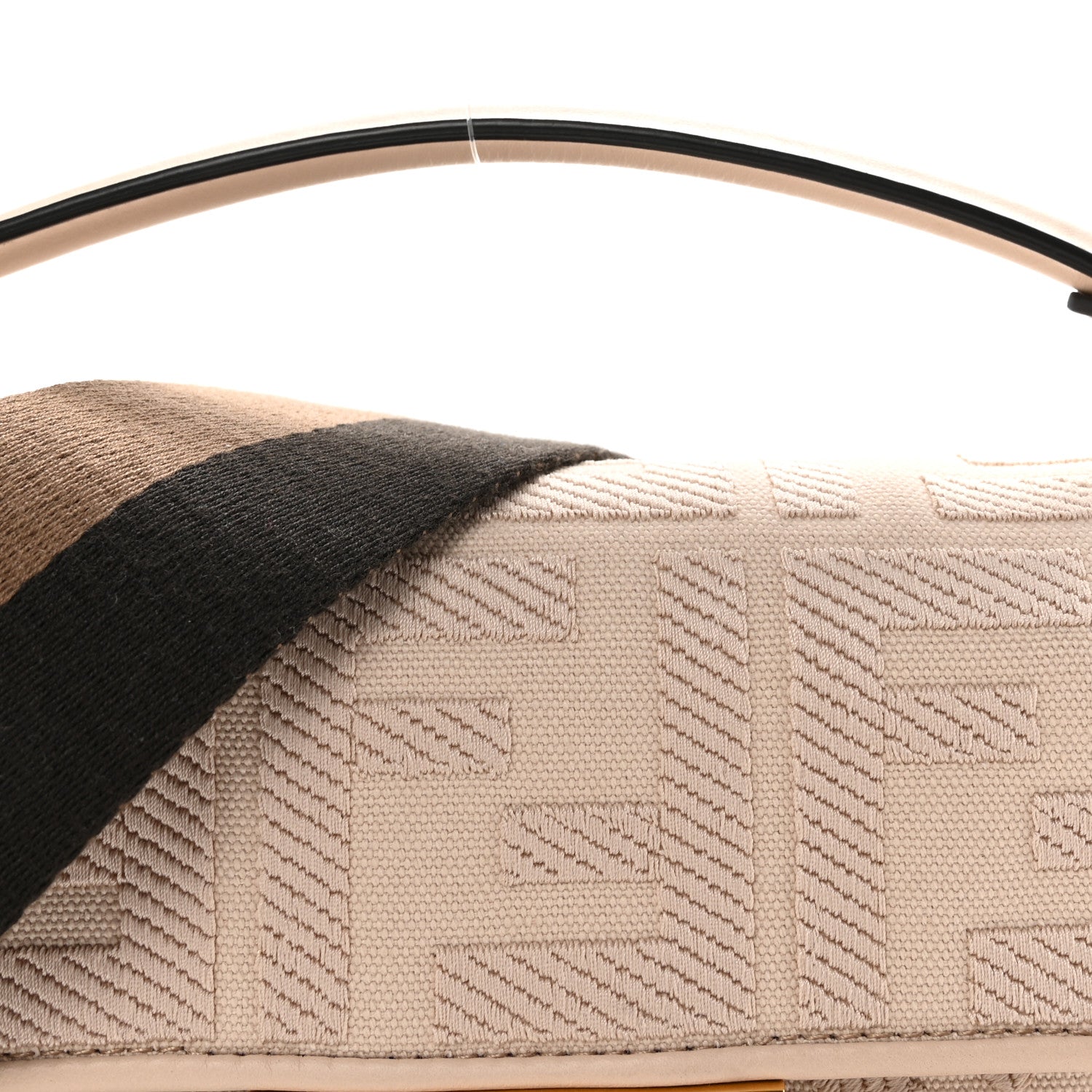 Canvas Vitello King Bi-Color Strap FF Embroidered Mini Baguette Poudre