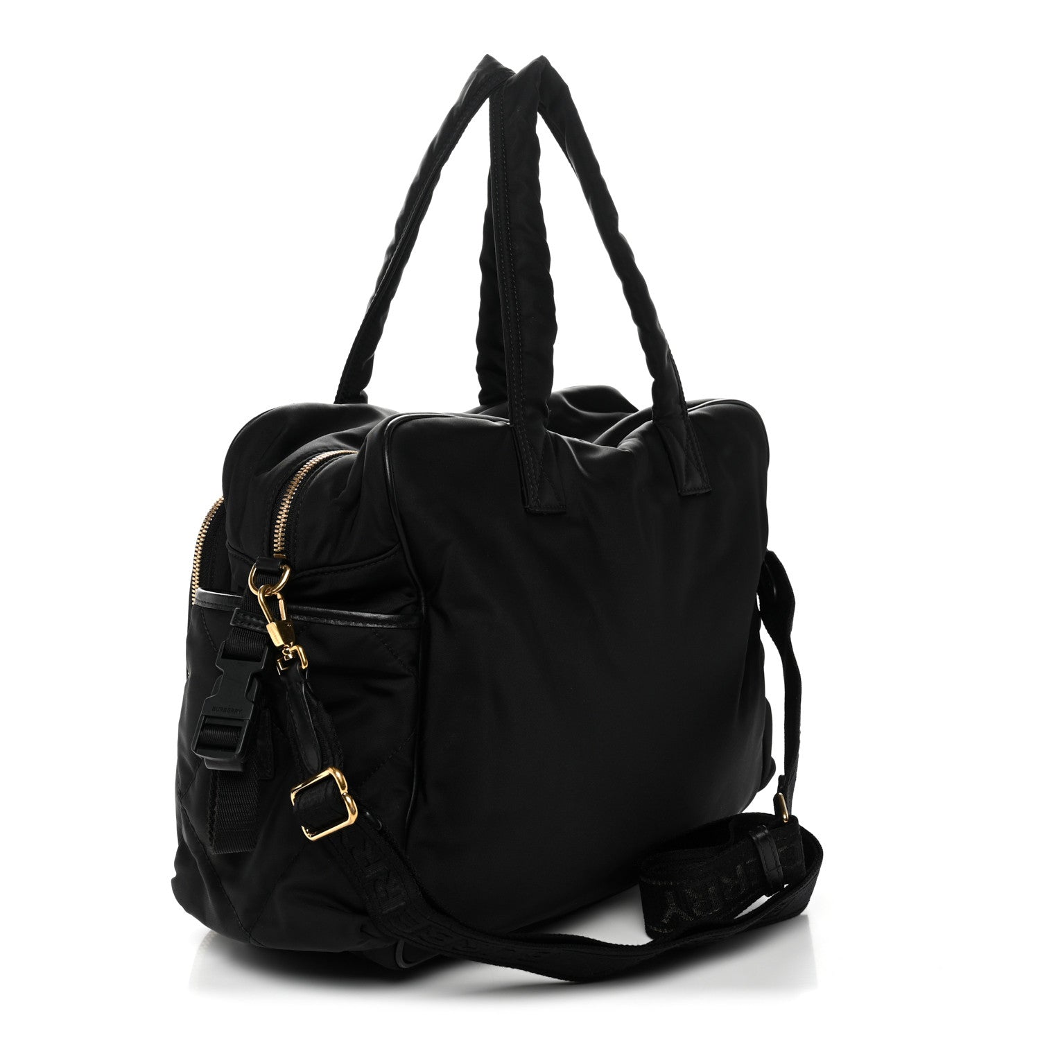 Nylon Quilted Diaper Tote Bag Black